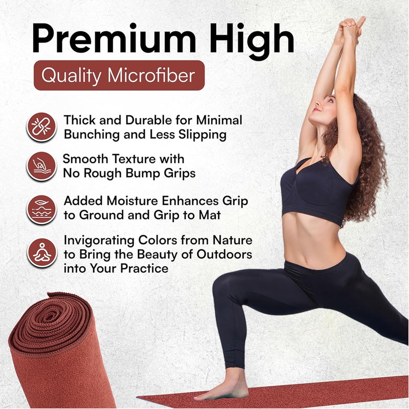 Evolution Earth Yoga Mat Towel - Double Sided Microfiber Yoga Towel - Sweat Absorbent Non Slip Hot Yoga Towel - Lightweight, Quick Drying Pilates and Bikram Sweat Towel - 73''L x 26''W, Sedona - Image 2